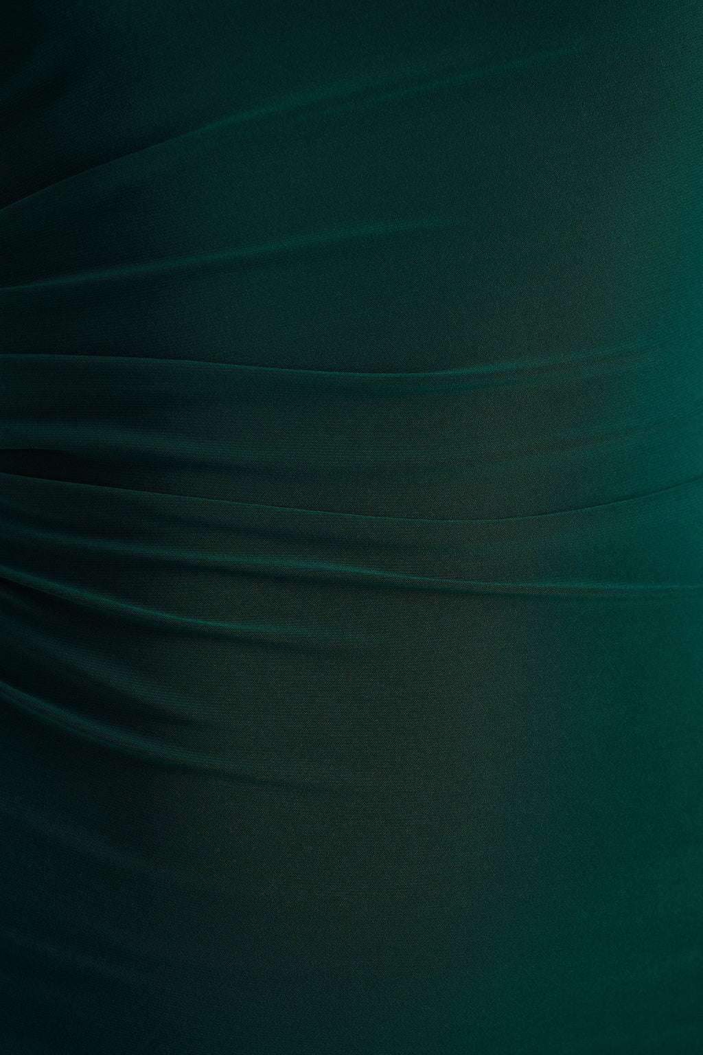 Eden |  Bottle Green High-Neck Maxi Dress With Ruched Detailing
